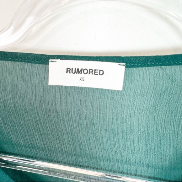 RUMORED EAST END TOP GREEN SHEER LONG BELL SLEEVE BLOUSE WITH TIES WOMENS SZ XS - Picture 2 of 5